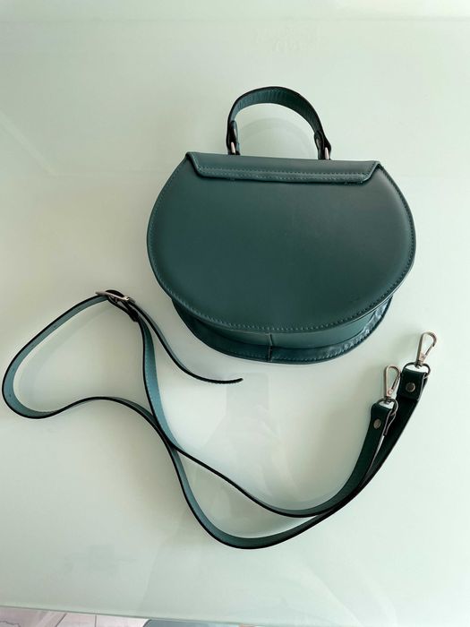 Vand poseta dama din PIELE NATURALA, verde turcoaz, noua