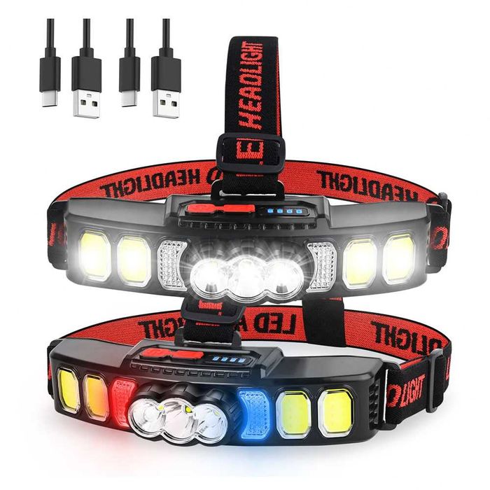 LED Мощен Диоден челник с 6 режима и сензор за движение, водоустойчив