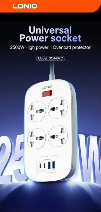 универсальный сетевой фильтр-удлинитель (2 м) LDNIO SC4407C