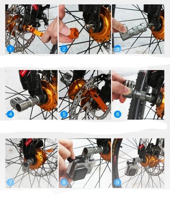 Suport multifunctional GO PRO butuc fata spate roata bicicleta mtb bmx