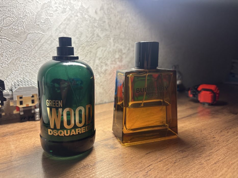 Burberry hero, dior sauvage, dsquared2 green wood