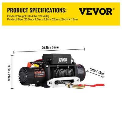 Лебедка Vevor 12V. 13500 Lbs–6123,5 кг. със синтетично въже
