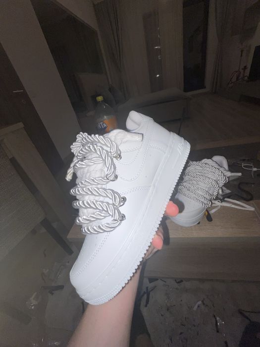 Air force rope laces cu dublu siret alb pe stoc
