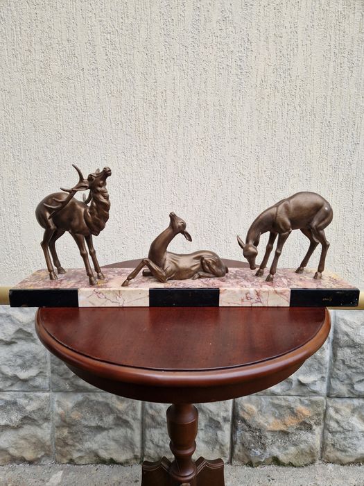 Прекрасна голяма антикварна френска фигура скулптура композиция