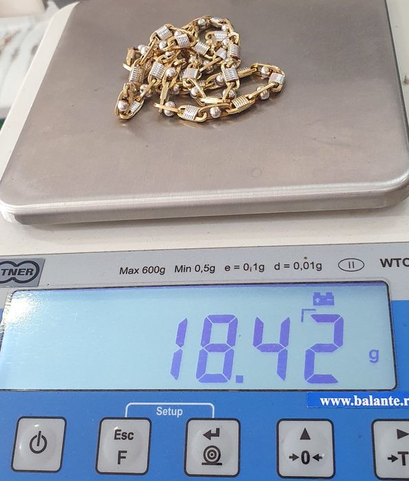 Lanț bărbătesc din aur galben și alb de 14K cu bile – 60 cm – 18,42 g