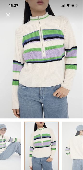 Дамски пуловер с цип на деклотето