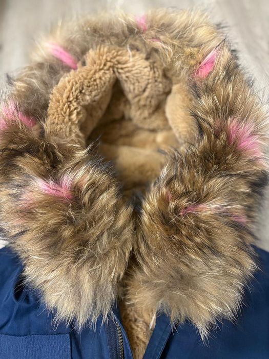 Geaca Parka blana naturala vulpe bleumarin