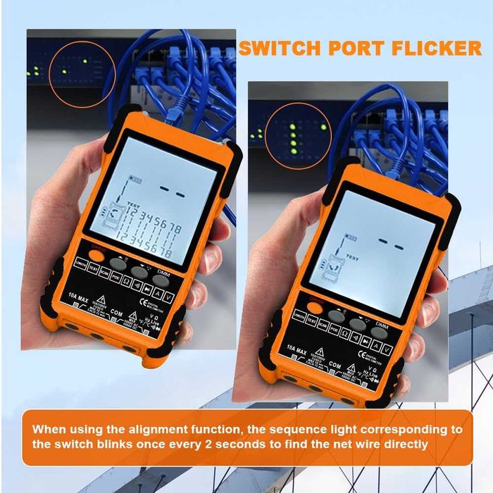 Tester Profesional de Cabluri K618 cu Ecran LCD, Detectare POE, Măsurare Lungime și Funcție Multimetru