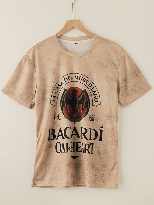 Мъжка тениска с графика на прилеп,3D щампа,кръгло деколте и къси ръкав