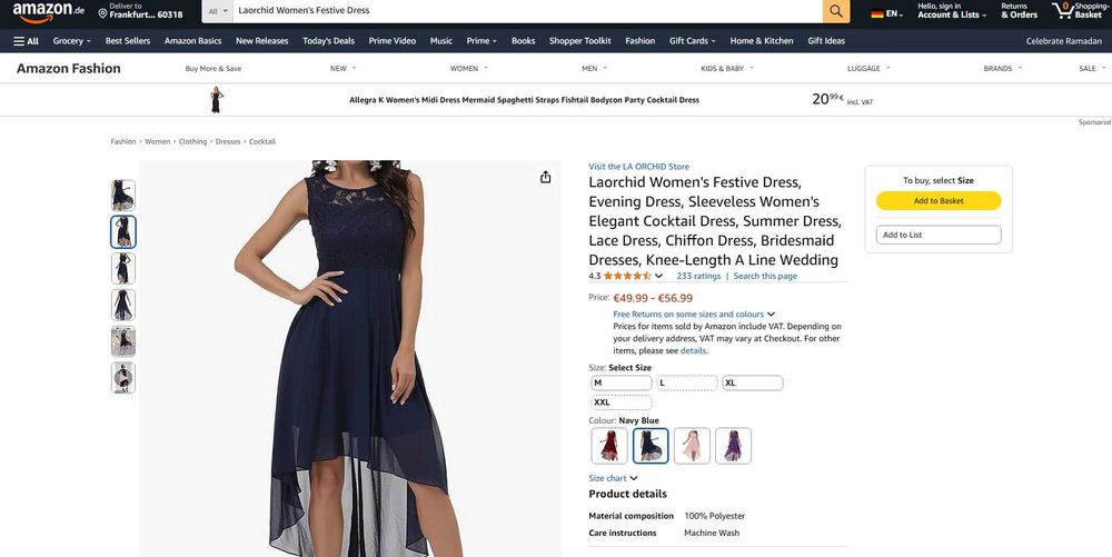 Rochie de seara eleganta, Navy-blue, dantela, REDUSA de la 280RON