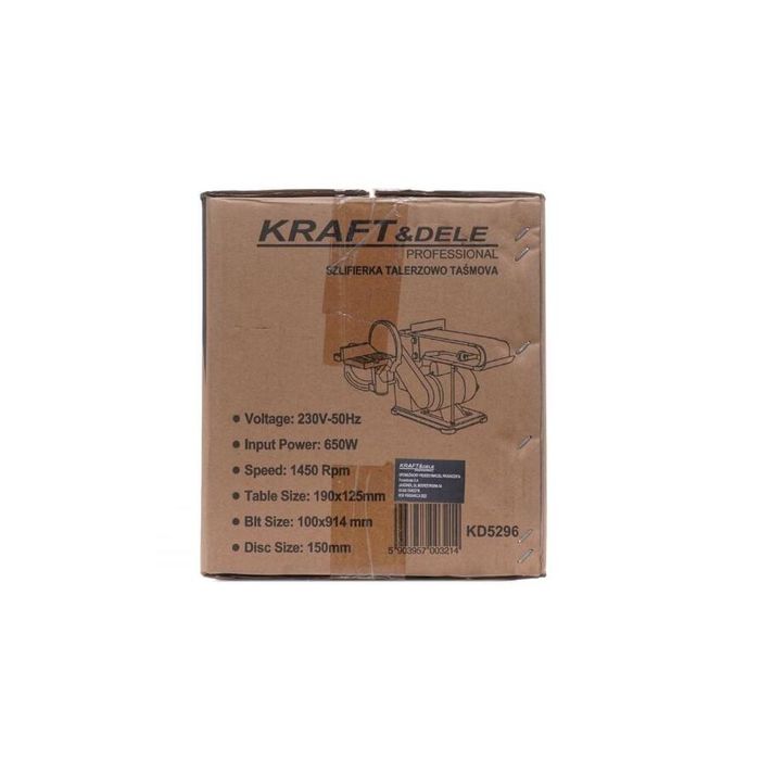 Polizor cu banda si disc, putere 650 W, disc 150 mm, Kraft