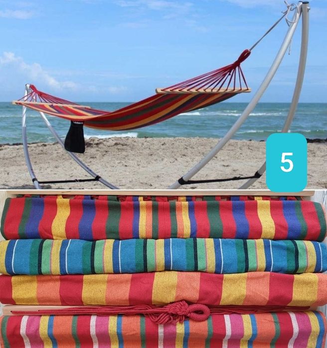 Хамак с Дървени рейки, Парашутен Памучен Мрежа Стол Hamak Хамаци Люлка