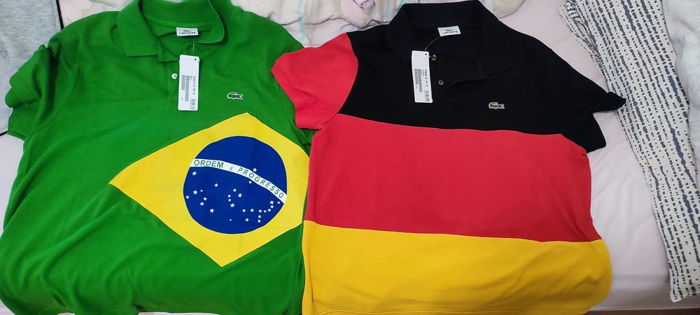 Спортни тениски Lacoste,оригинални,чисто нови,знаме Бразилия,знаме Гер