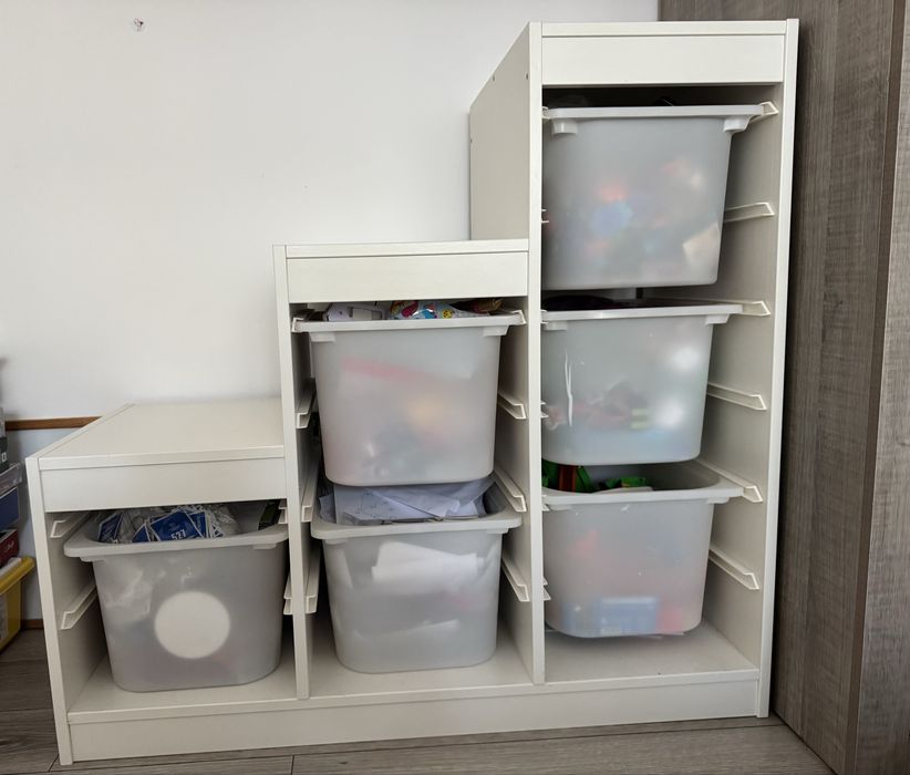 Ansamblu depozitare+cutii, alb/alb 94 x 43 x 94 cm -> provenienta IKEA