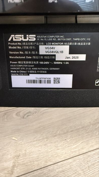 Monitor Asus 34 inch 165Hz Vg34vql1b