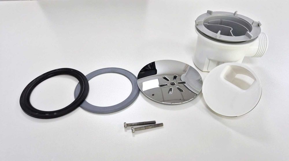 Vand sifon cada dus, Viega, 90x40/50mm, H=80mm, capac cromat D.120mm