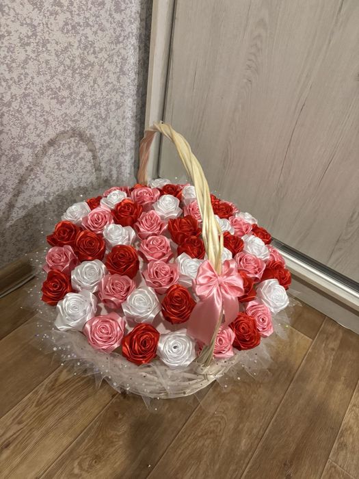 Мыльные цветы букеты из лент