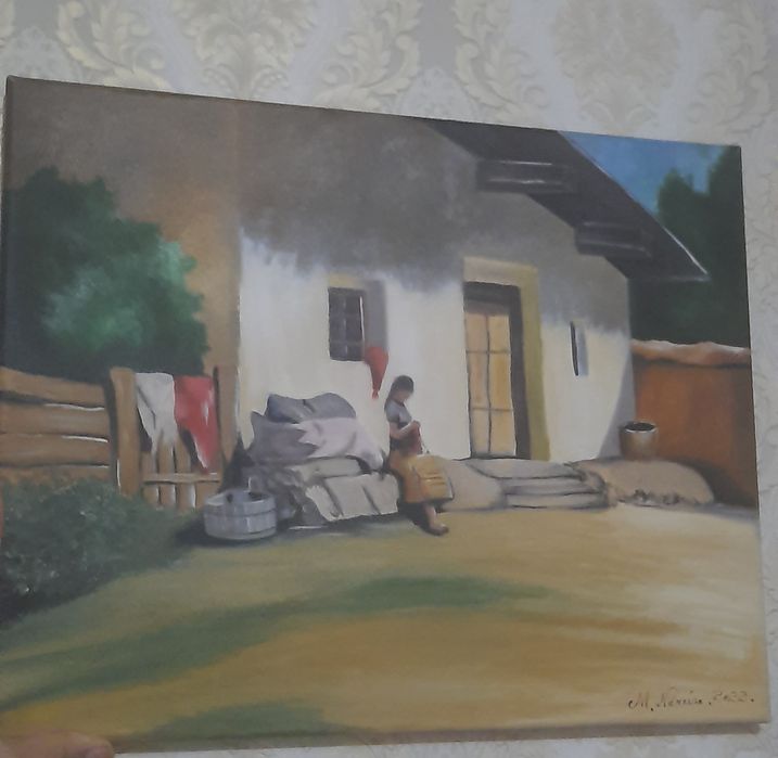 VAND TABLOU cu scena traditioanla care arata modelul casei și tradiții