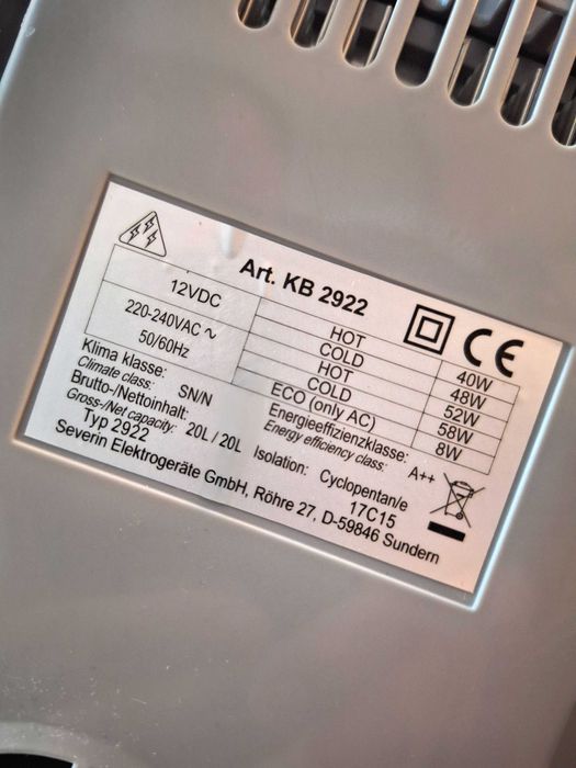 Lada frigorifica electrica SEVERIN KB2922 20L functie racire incalzire