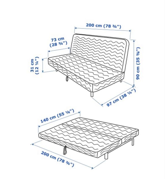 Разтегателен диван с матрак от Икея