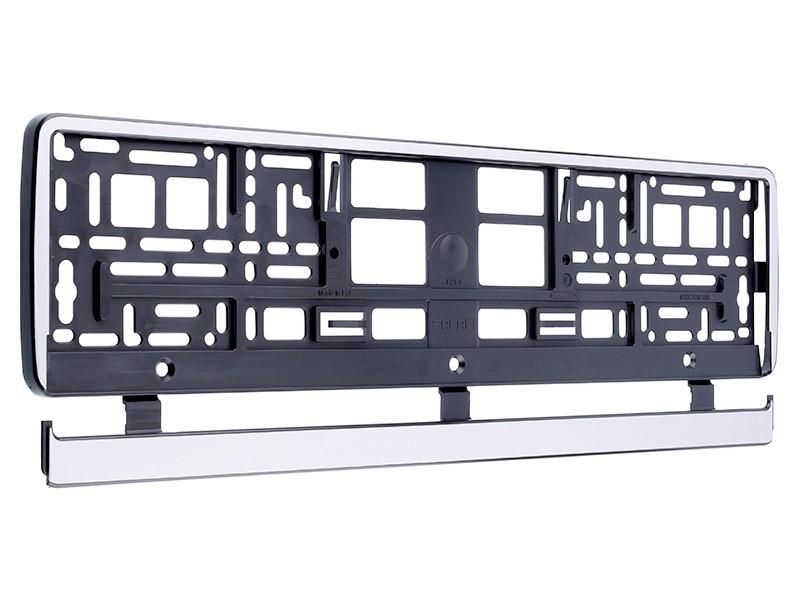 рамка / стойка за регистрационен номер със сребриста рамка ...