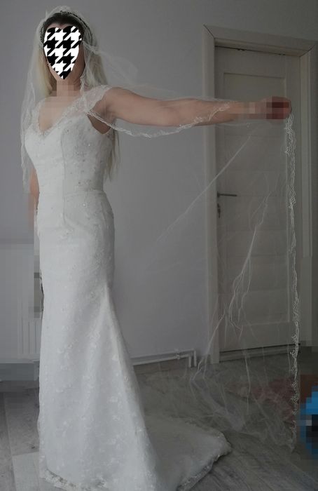 Rochie de mireasa , 38-40 NOUĂ, cu 2 voaluri Cadou