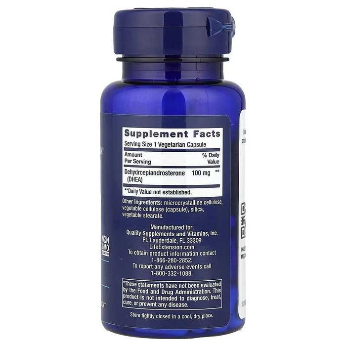 Life Extension DHEA ДГЭА 100 мг 60 вегетарианских капсул
