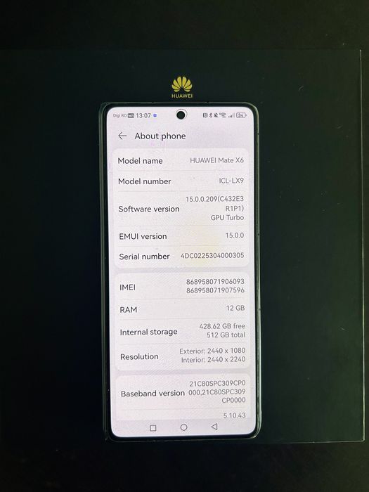 Huawei Mate X6, 12Gb RAM, 512Gb, Black, Garantie 12.2027