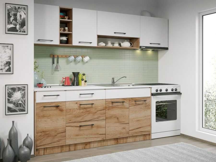 Set Mobila Bucatarie Gastro 240 Alb/Stejar – C04