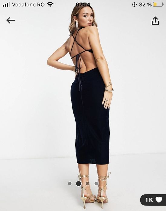 Rochie ASOS cu spatele gol, mărimea XS