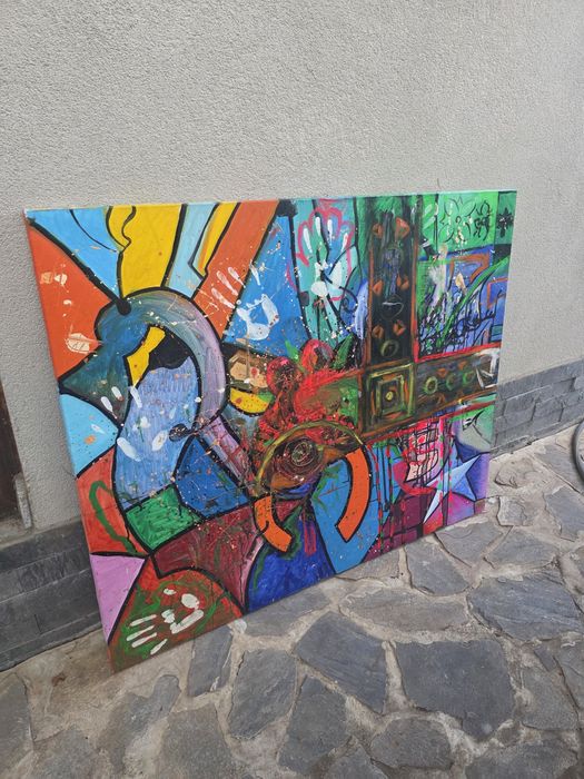 Tablou perete color facut manual 120x100cm