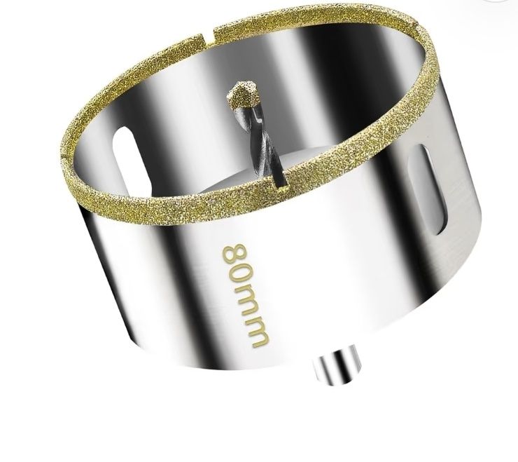 Burghiu diamantat 80mm cu pilot pentru placă porțelan sticlă marmură ceramică