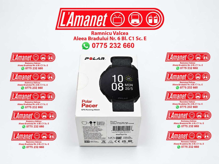 Ceas smartwatch Polar Pacer Curea silicon Negru GPS Running Watch Sigilat