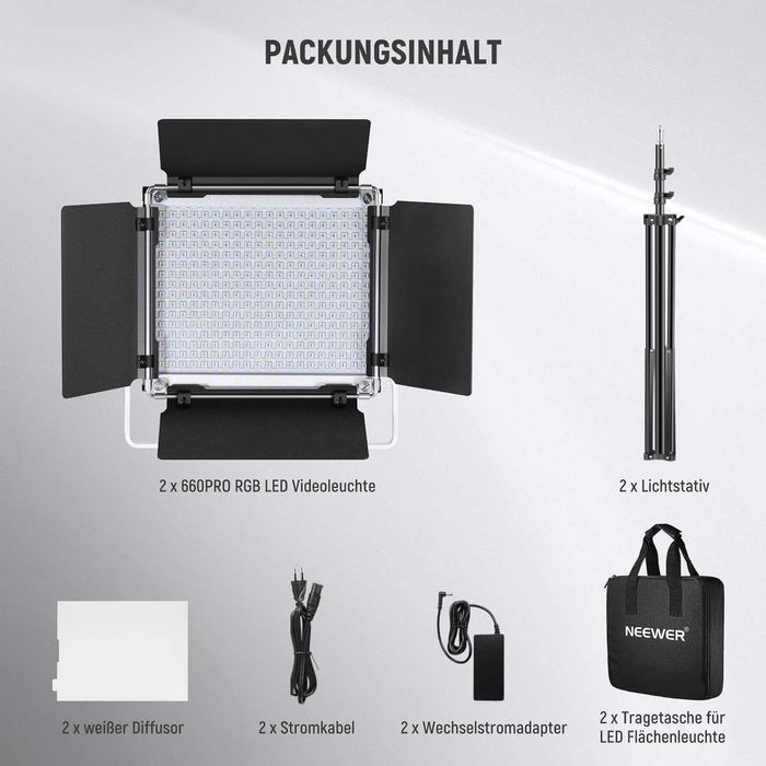 Kit 2 Panouri Neewer RGB PRO 660 leduri 50W + Accesorii