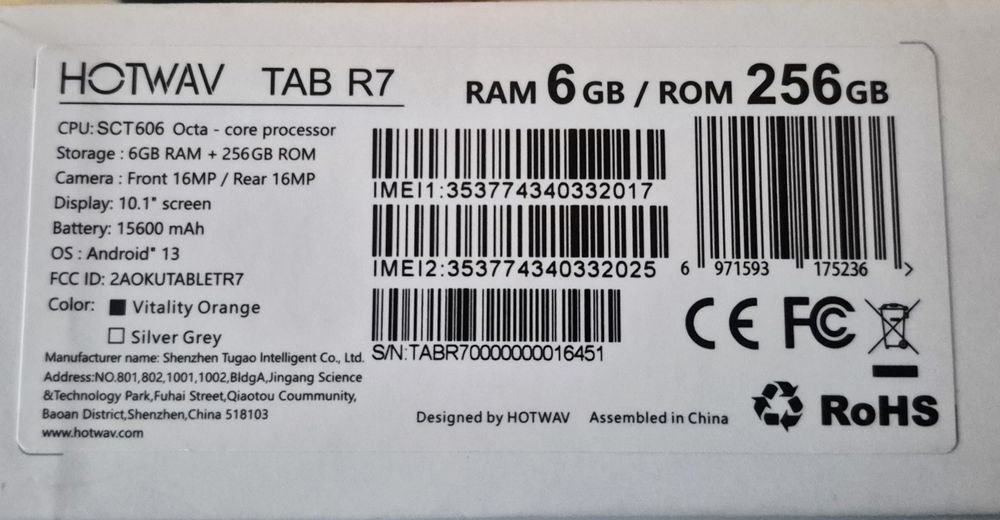 Tableta militara HOTWAV Tab R7 10.1" 12GB RAM 256GB Rugged 15600 mAh