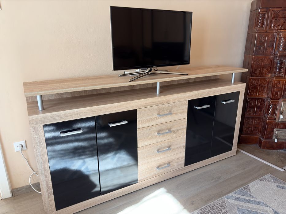 Comodă Hycoon TV, stejar Sonoma/negru