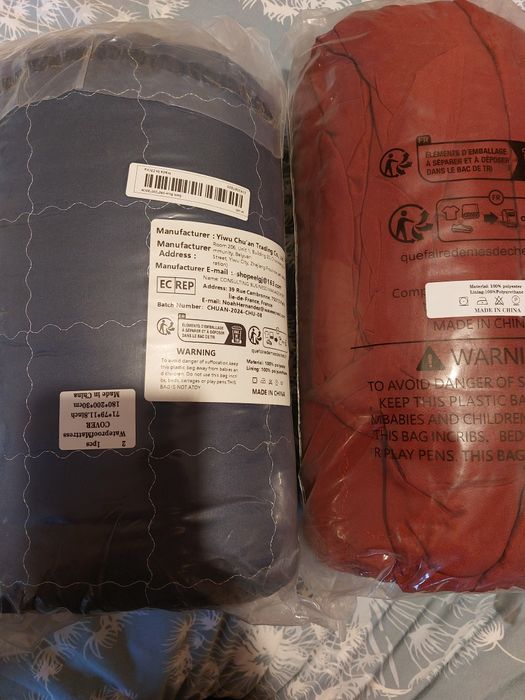 Протектор за спалня 180/200 сантиметра  - винен цвят,  син с бял конец