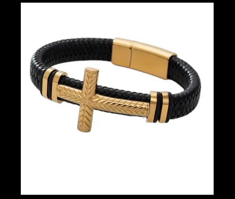 Brățară piele cu cruciulita