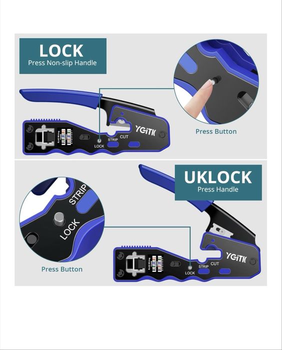Kit sertizare RJ45 YGiTK 3 în 1, Cat5/5e/6, 50 conectori inclus