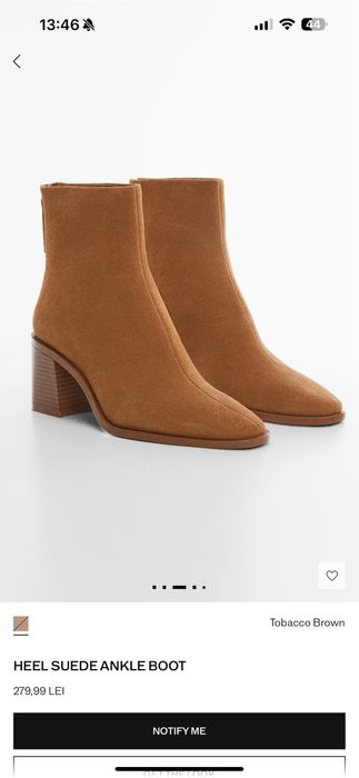 Botine Mango piele intoarsa maro