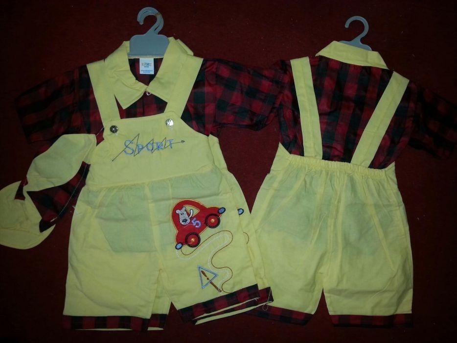Costume salopete noi 3 piese camasa sapca si salopeta
