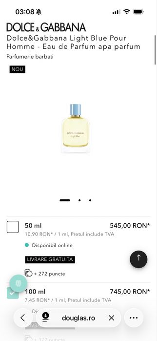 Dolce & Gabbana noul model Light Blue 100ml EDP pour homme, varianta scoasa recent apa de parfum! Nu confundati cu cel vechi edt!! Nou, full, 100% org