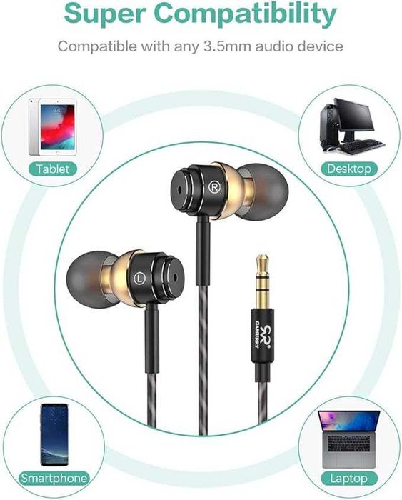 Кабелни слушалки HOISTAC с кабел, стерео слушалки с микрофон