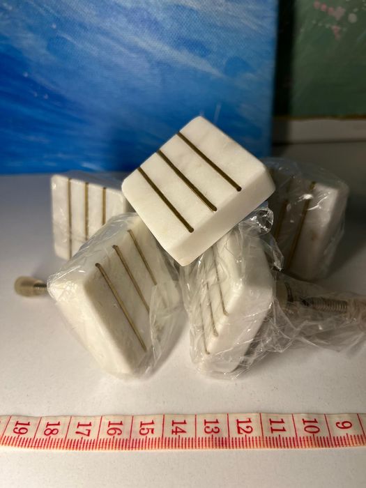 Set 6 manere marmura cu insertie cupru pentru usi dulap