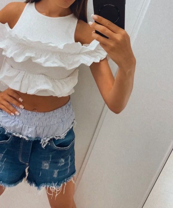 Къс бял топ Zara