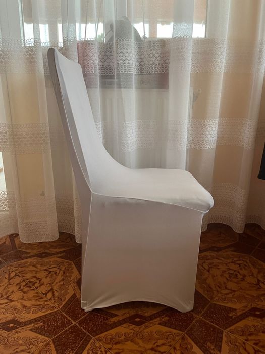 Huse lycra albe pentru scaune