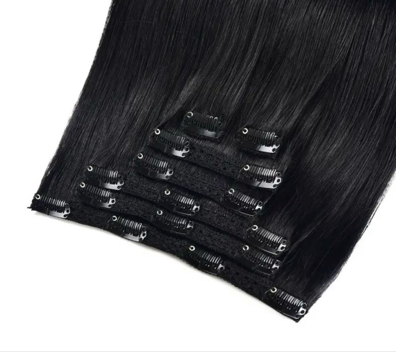 100% Естествена права коса 45см - 70 грама , 7 реда Клипс - Remy