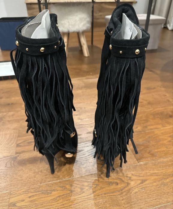 Cizme Roberto Venuti piele naturala (cu franjuri si medalion)