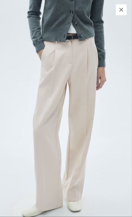 Mango дамски панталони бежов цвят