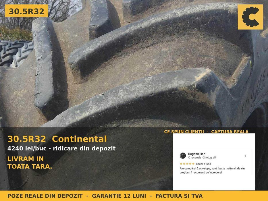 ANVELOPE 30.5R32 800/65R32 30.5L-32 Continental Cauciucuri Combina John Deere New Holland Case IH SH GARANTIE Factura TVA
